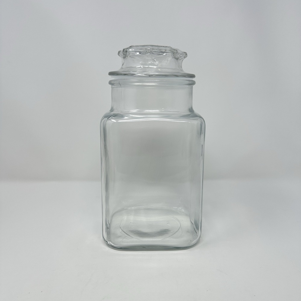 Vintage Anchor Hocking Square Apothecary 9" Jar Canister Starburst Lid